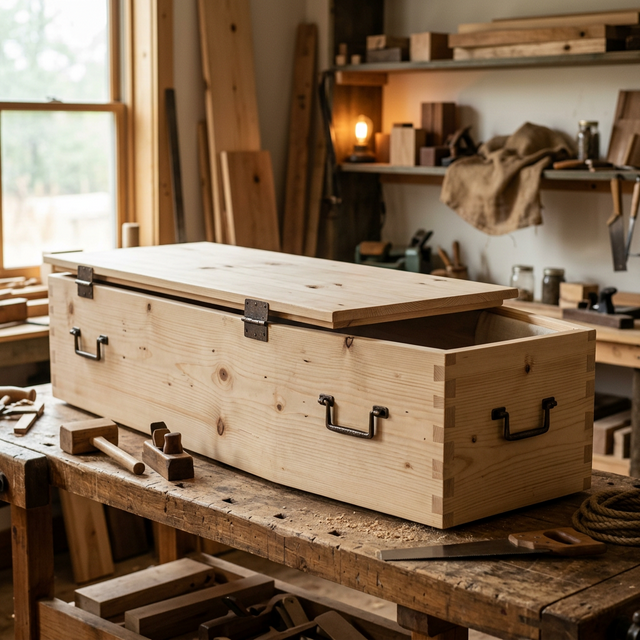 Rustic Pine casket with natural finish